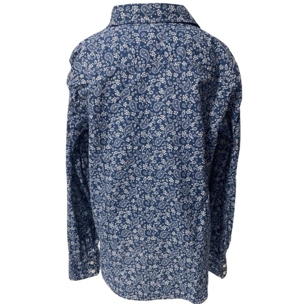 Vintage Floral Blouse Tommy Hilfiger Chambray Blue Cotton Minimalist Size XL - Picture 5 of 17